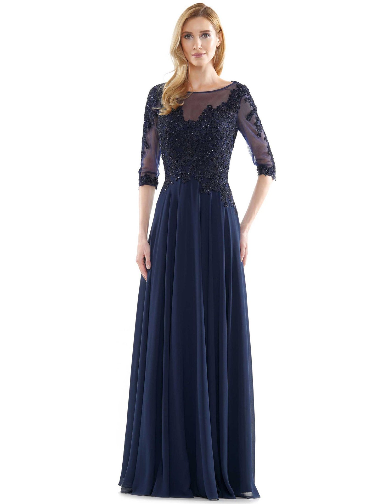 Marsoni by Colors Sheer Top with Detailed Embellishment Guest Dress M157