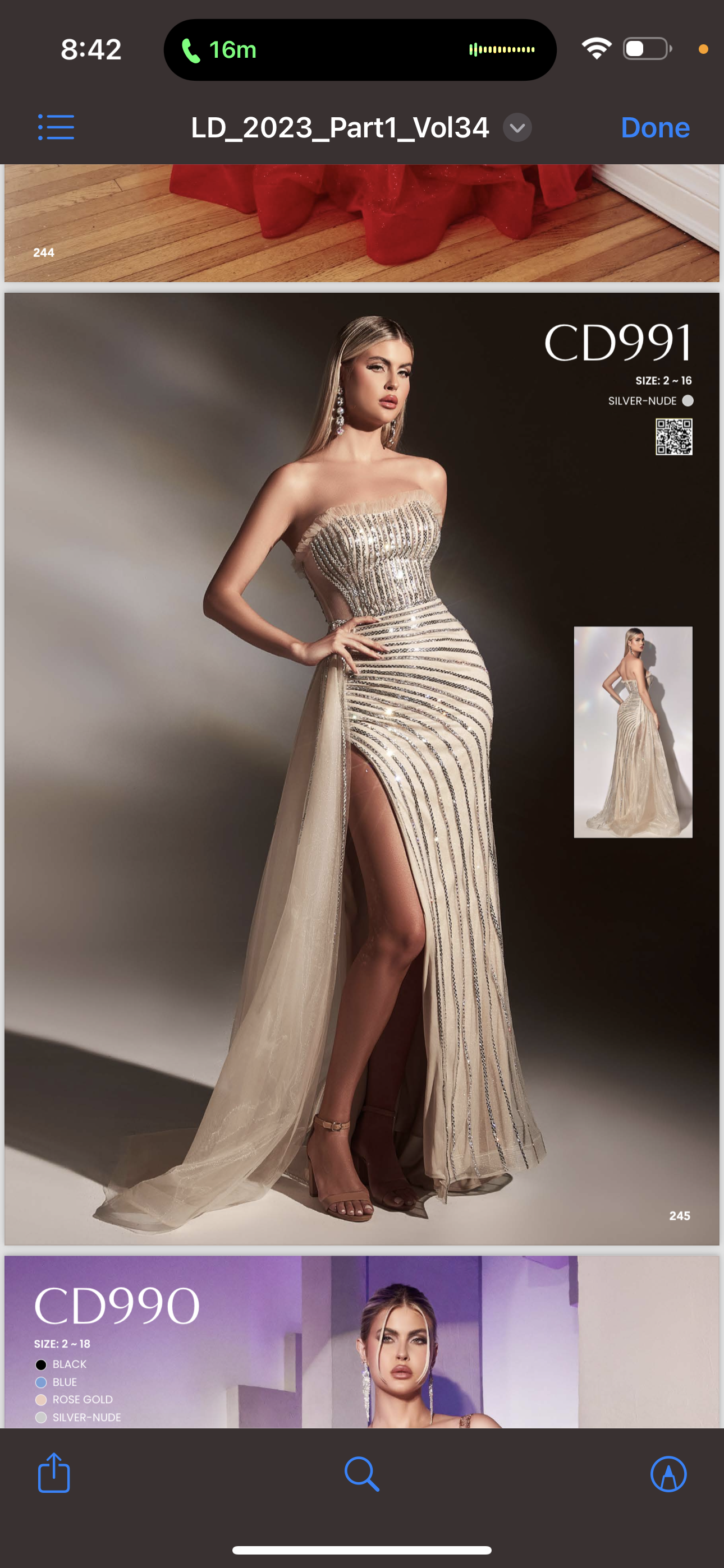 CD991
FITTED NUDE GOWN WITH RIGHT SIDE OVERSKIRT AND RHINESTONE DETAILS