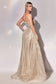 CD991
FITTED NUDE GOWN WITH RIGHT SIDE OVERSKIRT AND RHINESTONE DETAILS