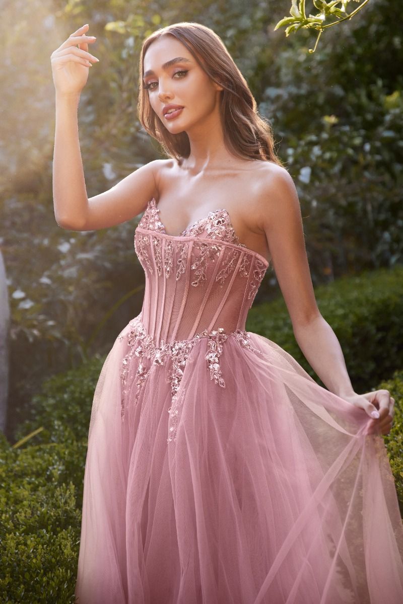 A1267
STRAPLESS A-LINE CORSET GOWN
