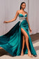CD343
SATIN FITTED GOWN WITH EMBELISHMENT