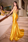 CM343
YELLOW SATIN EMBELLISHED FITTED GOWN