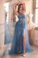 J869
ONE SHOULDER GLITTER & TULLE GOWN