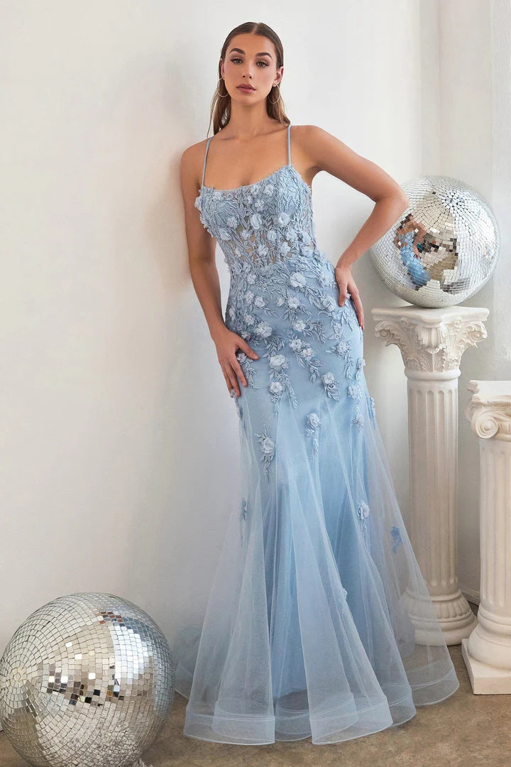 Cinderella Divine 3D FLORAL APPLIQUE MERMAID DRESS CD995