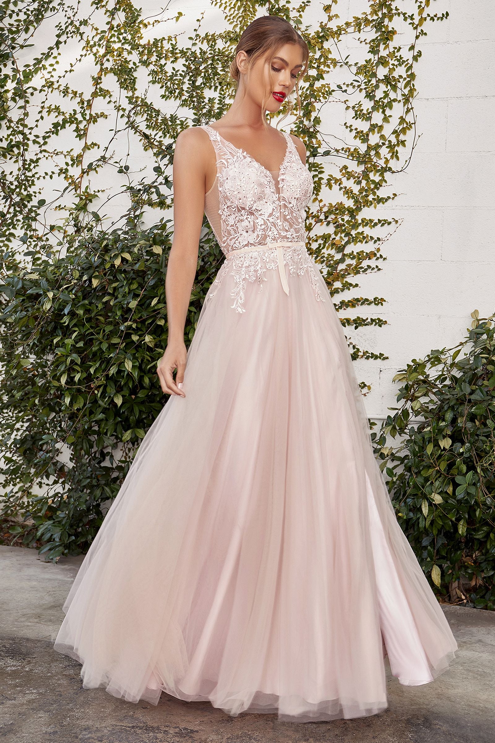Andrea Leo - Sade Lace Tulle Sleeveless Gown Evening Dress Style #A1045 Nude-Blush / 2 Andrea Leo - Sade Lace Tulle Sleeveless Gown Evening Dress Style #A1045 Nude-Blush / 2