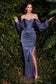 Cinderella Divine Long Sleeve Off or On the Shoulder Soft Satin Dress  Style #7482