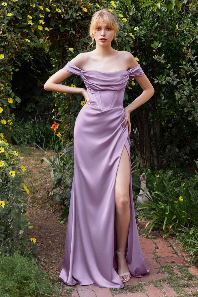 Cinderella Divine Satin Off The Shoulder Corset Gown  Style #7492