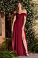 Cinderella Divine A- Line Satin Off The Shoulder Dress Style #7493