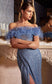 Cinderella Divine - Off The Shoulder Feather Sequin Gown CB092