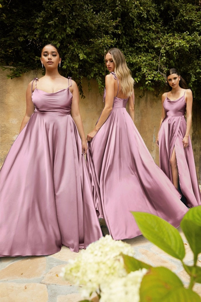 Cinderella Divine - Satin A-Line Dress  Style #BD104