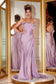 Portia & Scarlett Diamond Detailed Mauve Satin Strapless Dress PS21218