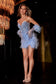 Portia & Scarlett Strapless Rhinestone with Feather Detail Mini Dress PS23912
