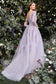 Andrea Leo - Diana Long Sleeve French Violet Evening Dress Style #A1024