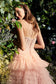 Andrea Leo Ruffled long strapless tulle dress with A-line tiered skirt A1017