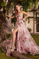 Andrea Leo long floral print strapless dress with A-line skirt A1035