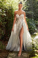 Andrea Leo 3D floral applique long strapless dress with A-line slit skirt A1089