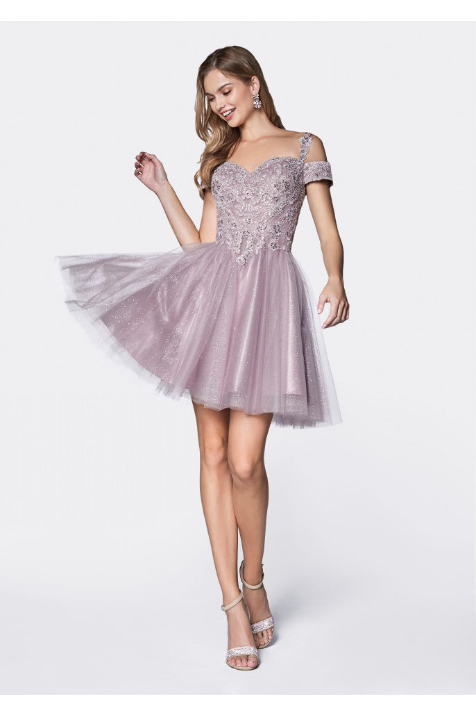 Cinderella Divine - Off The Shoulder Lace Cocktail Dress #CD0132