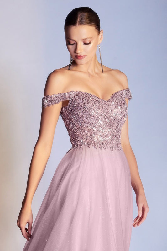 Cinderella Divine - Off the Shoulder A-Line Dress #CD0177