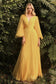 Cinderella Divine Pleated Chiffon Long Sleeve Gown  Style #CD242