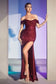 Cinderella Divine - Off The Shoulder Ruched Sequin Gown Style #CH144