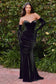 Cinderella Divine - Velvet Strapless Fitted Gown With Gloves  Style# CH176