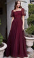 Cinderella Divine - Maroon Puff Sleeve Ball Gown  Style #B712