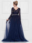 Colors Lace Sheath Long Sleeve Gown with Overskirt 1830SL