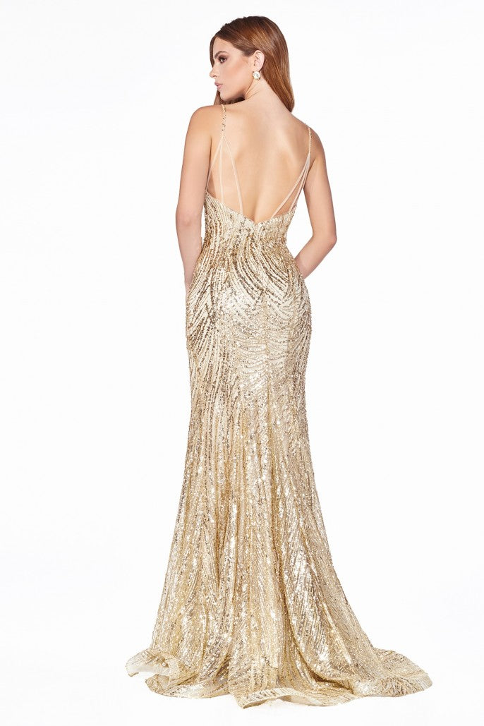 Cinderella Divine - Gold Glitter Mermaid Dress #CR844