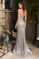 Cinderella Divine - Fitted Silver Strapless Glitter Gown CR863