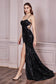 Cinderella Divine FITTED LACE-UP SEQUIN GOWN HT168