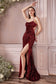 Cinderella Divine FITTED LACE-UP SEQUIN GOWN HT168