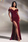 Cinderella Divine FITTED OFF SHOULDER LACE-UP SEQUIN GOWN CA109