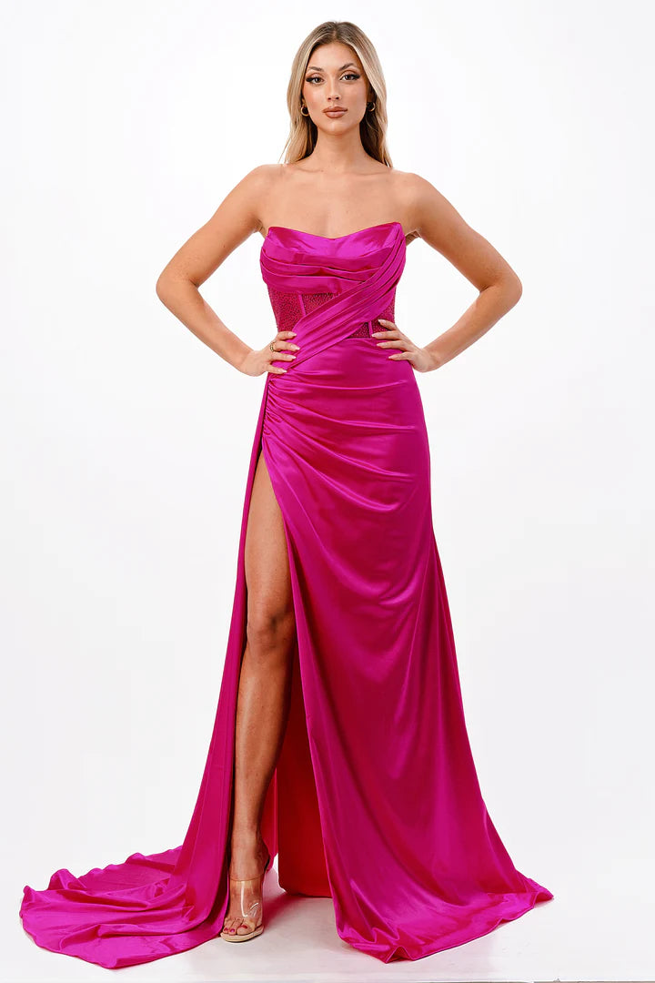 Cinderella Divine FITTED STRAPLESS SATIN GOWN CDS411 LA TOP DIVAS Cinderella Divine FITTED STRAPLESS SATIN GOWN CDS411 LA TOP DIVAS