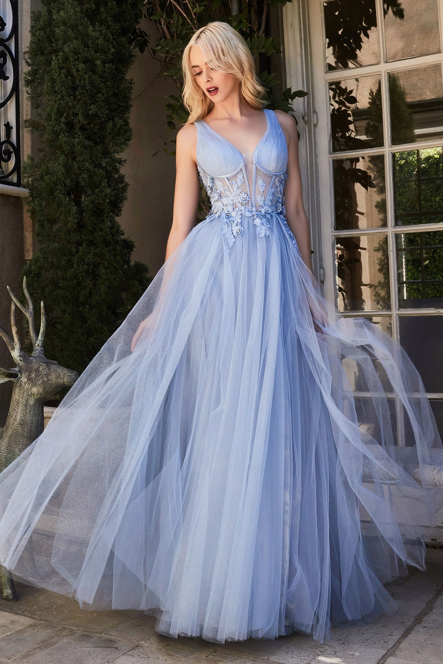 Andrea Leo - Megara Tulle Flower Detailed Evening Gown  Style #A1057