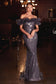 Cinderella Divine - Gathered Tulle Off the Shoulder Fitted Gown J818
