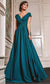 Marsoni By Colors Gathered V Neck Off the Shoulder A-Line Gown M251