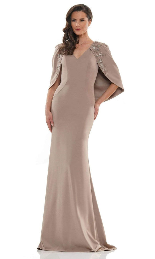 Marsoni by Colors Cape Sleeve Beaded Trumpet Feminine look fit Gown MV1132