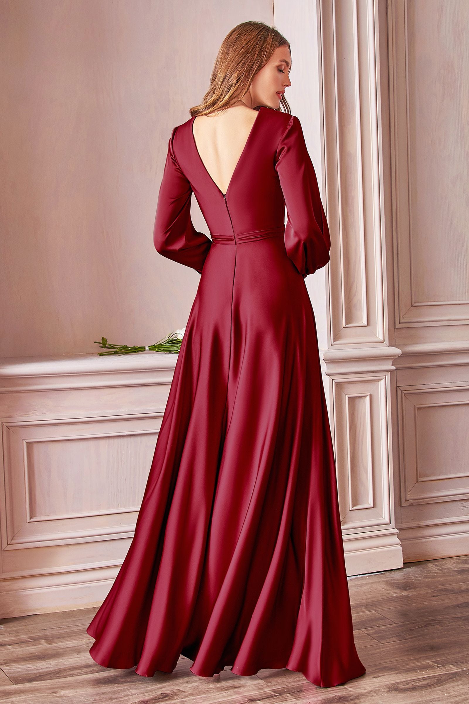 Cinderella Divine Long Sleeve Satin Dress Style #7475 Cinderella Divine Long Sleeve Satin Dress Style #7475