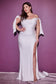 Cinderella Divine - Strech Satin off the Shoulder White Bridal Gown CD944W